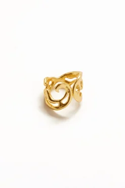Anillo formas orgánicas baño oro Zalio