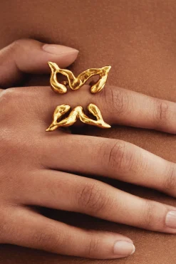 Anillo mariposa baño oro Zalio