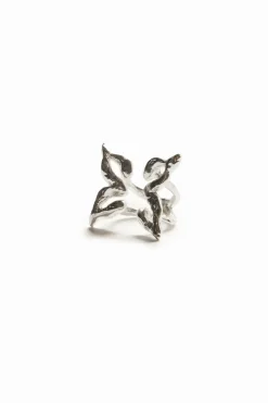 Anillo mariposa baño plata Zalio