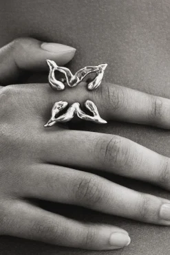 Anillo mariposa baño plata Zalio