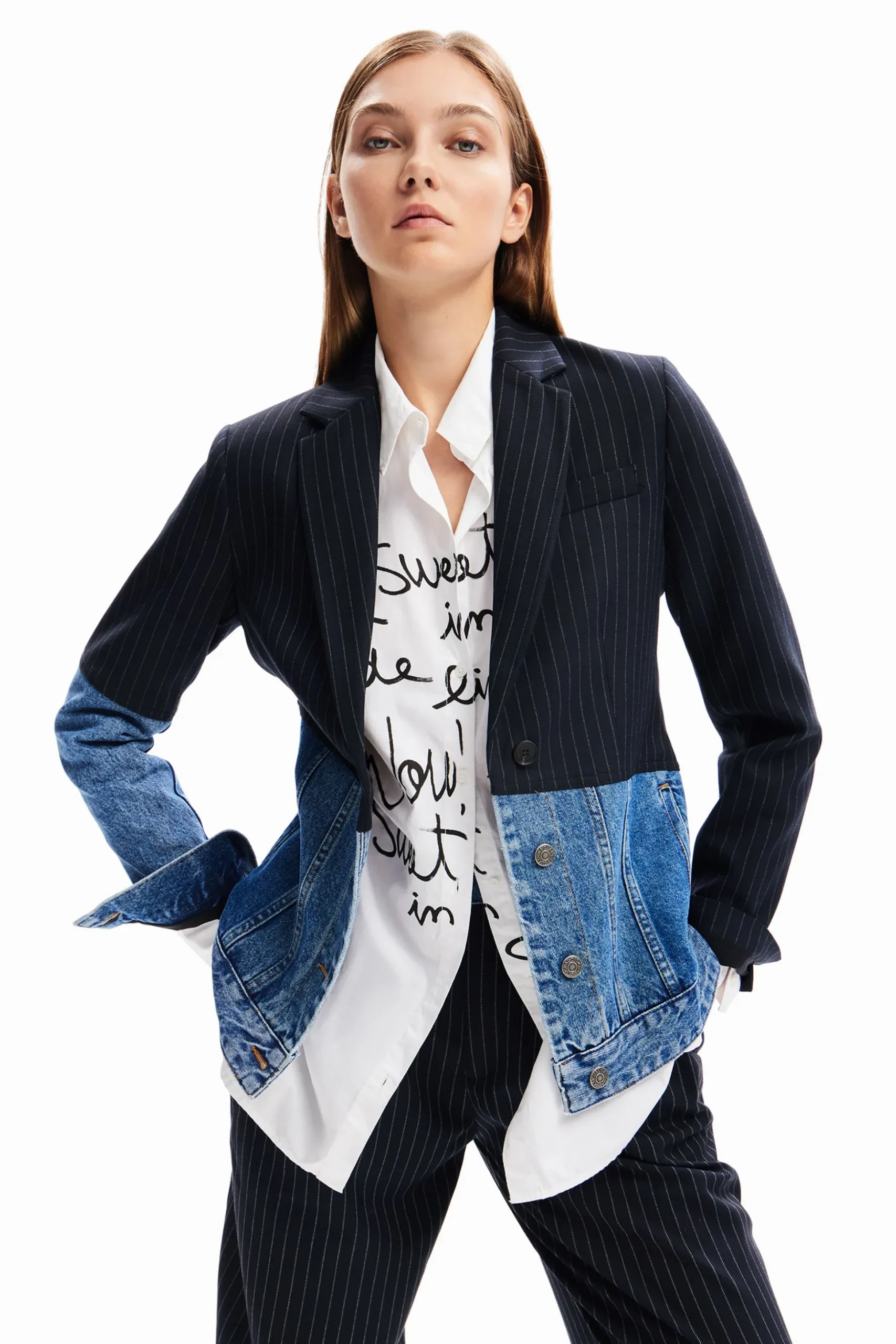 Blazer híbrida denim