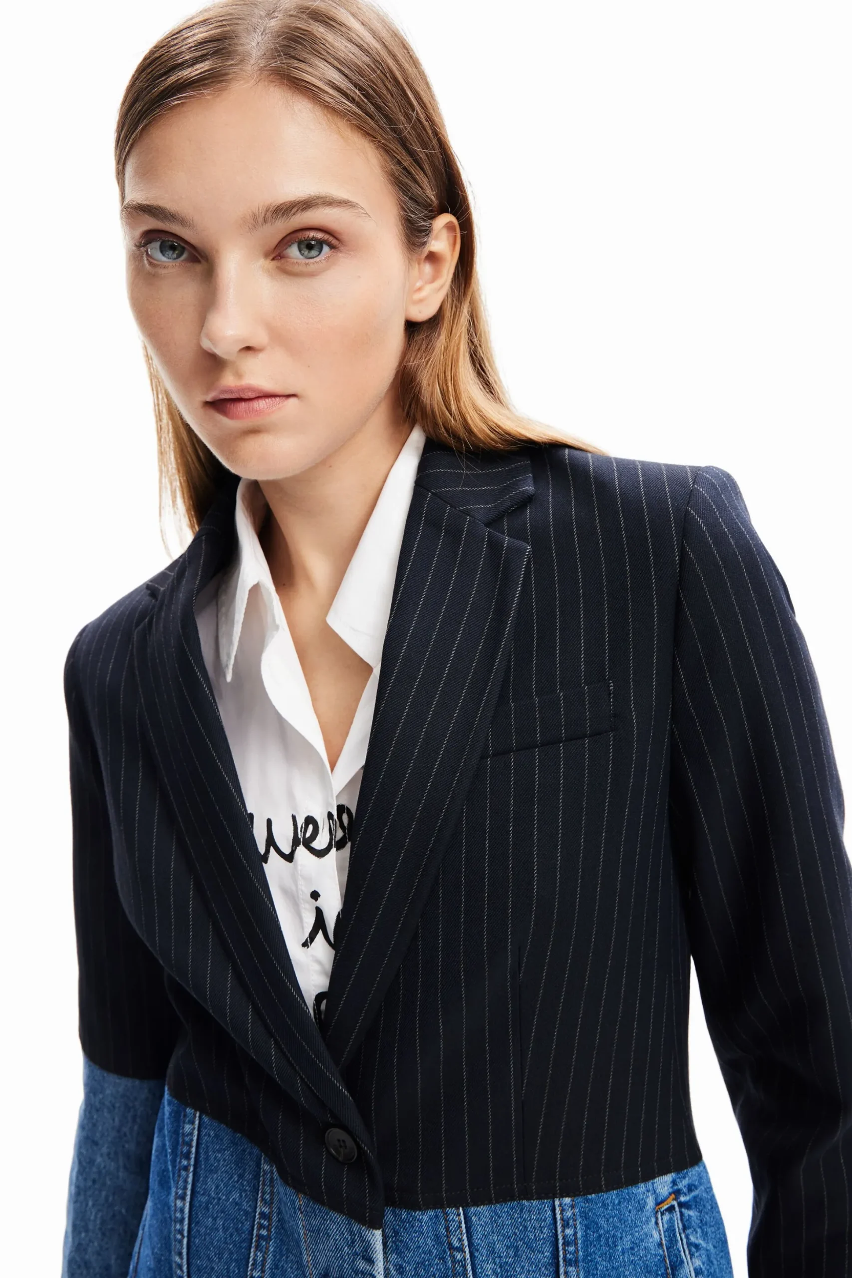 Blazer híbrida denim