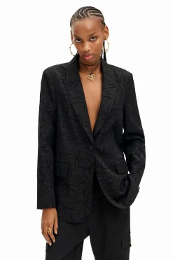 Blazer troqueada silueta flores