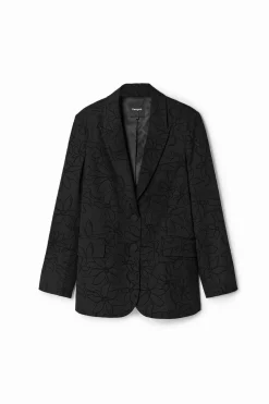 Blazer troqueada silueta flores