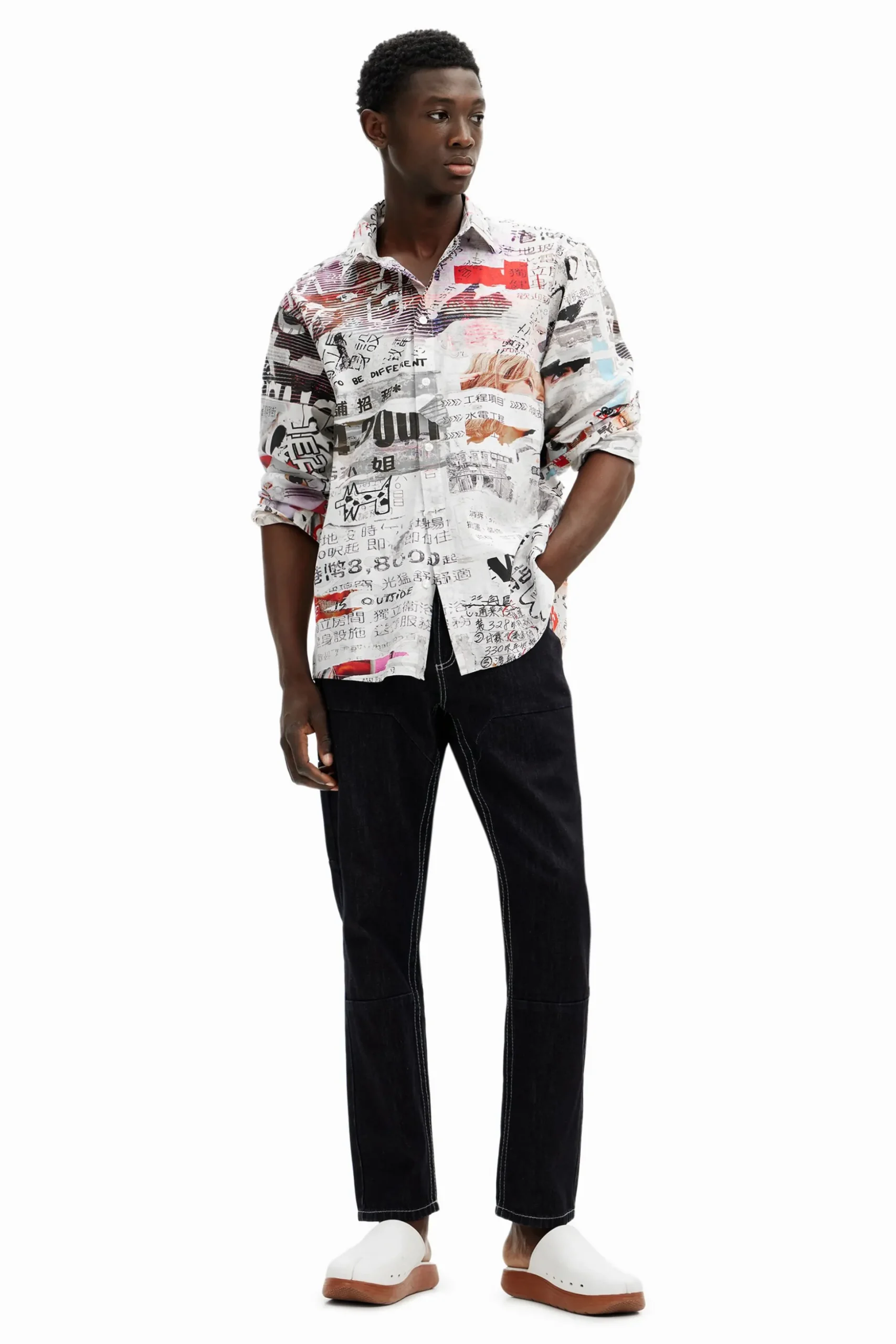 Camisa con diseño de prensa japonesa