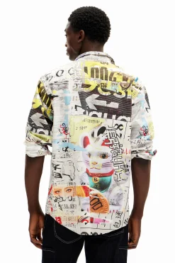Camisa con diseño de prensa japonesa