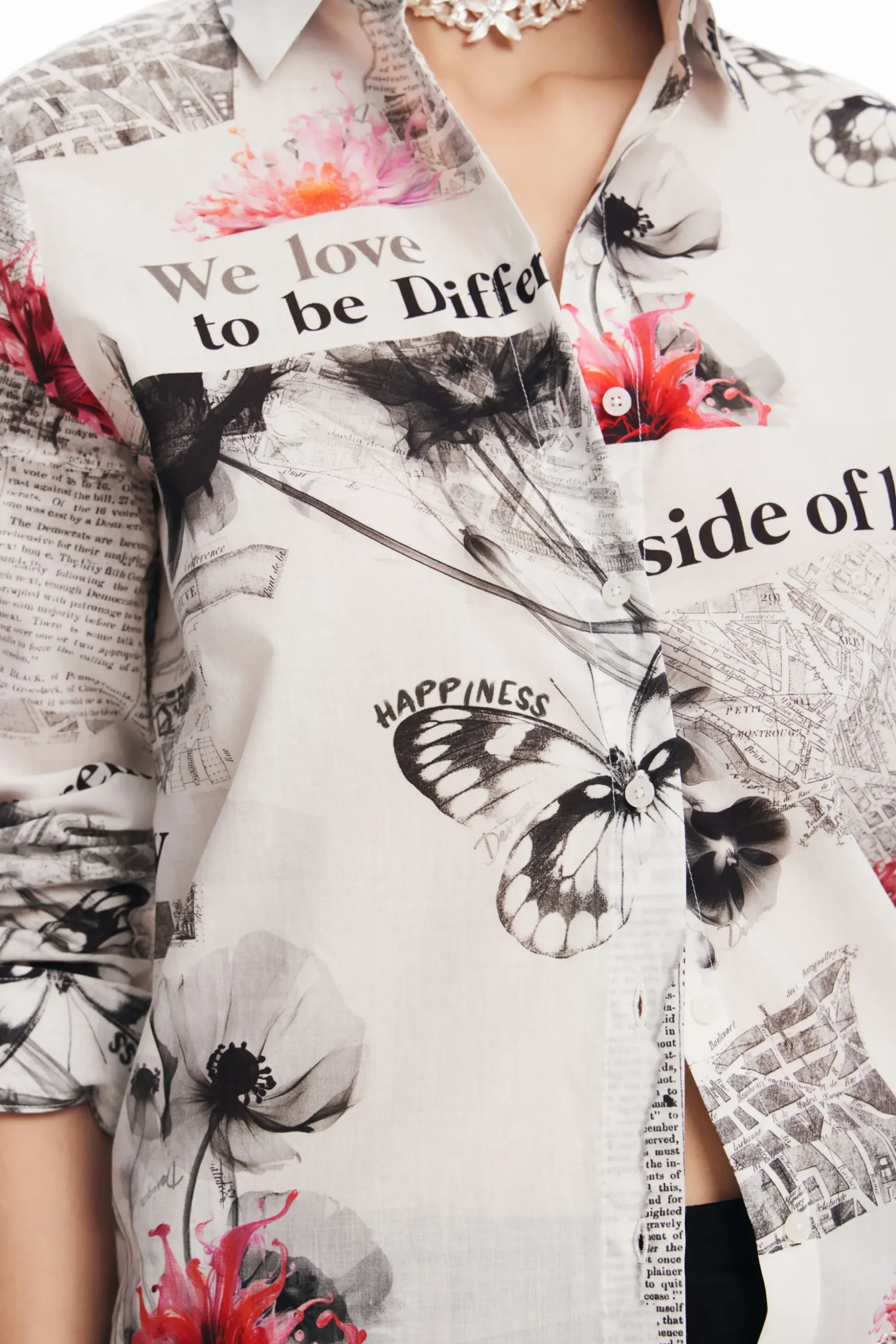Camisa texto flores