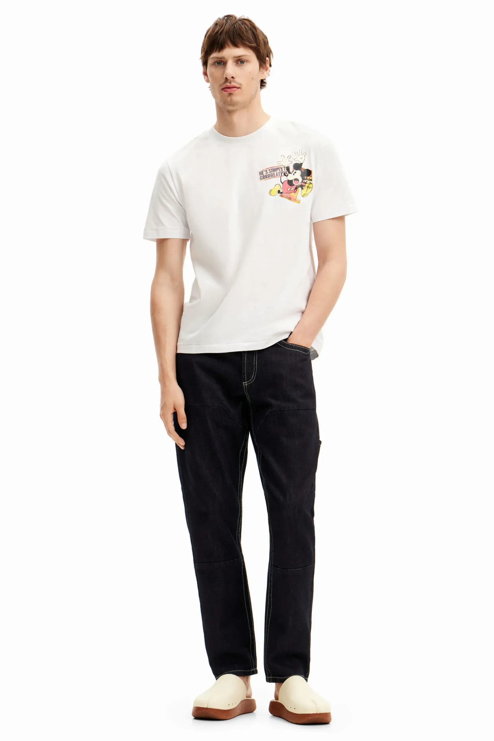 Camiseta de manga corta Mickey Mouse y frase