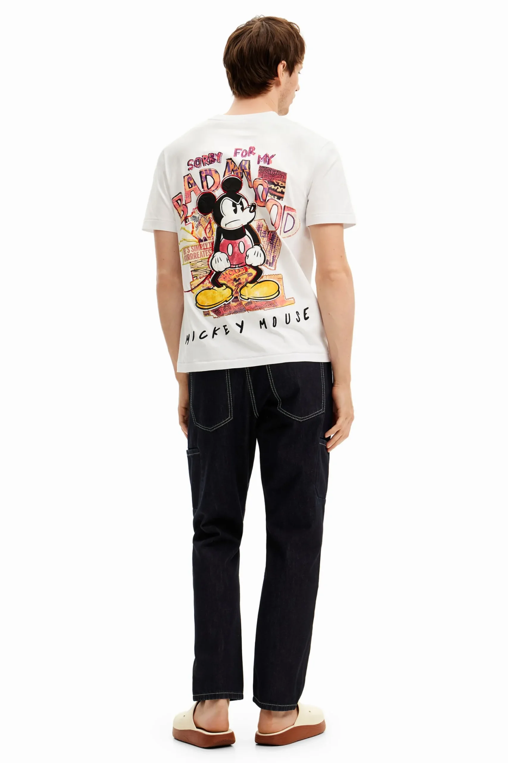 Camiseta de manga corta Mickey Mouse y frase