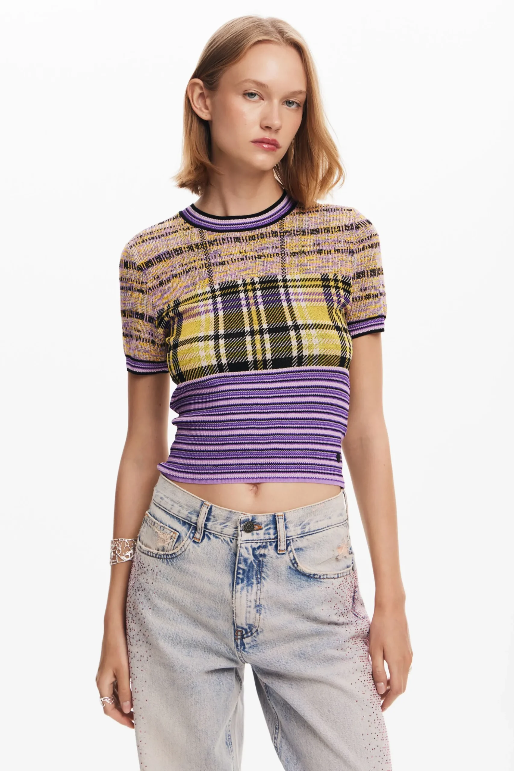 Camiseta de punto cuadros