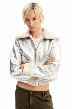 Chaqueta aviador metalizada doble faz