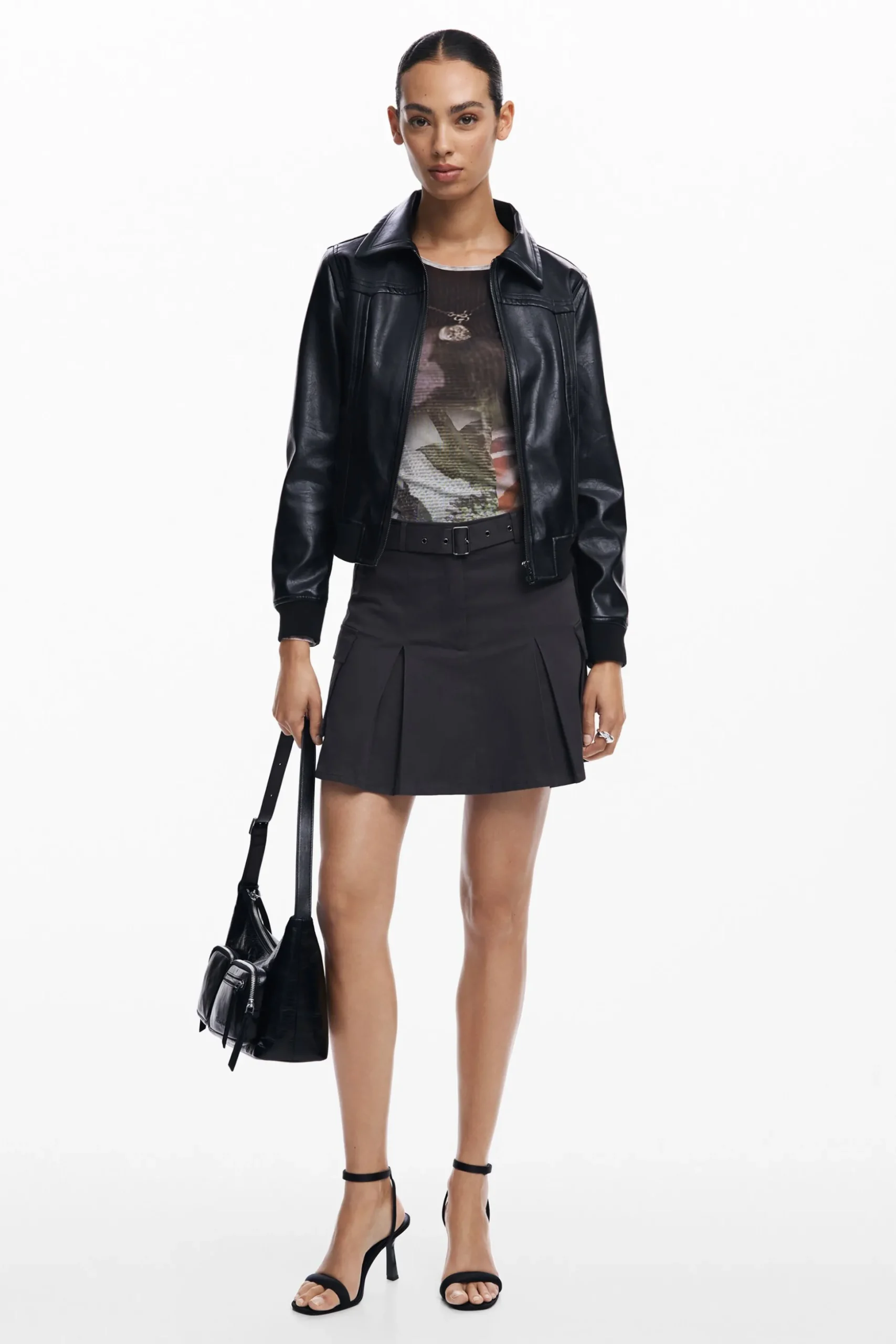 Chaqueta biker efecto piel