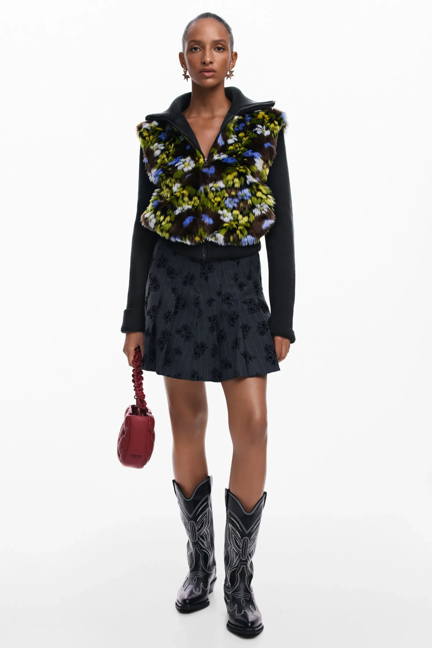 Chaqueta combinada flores