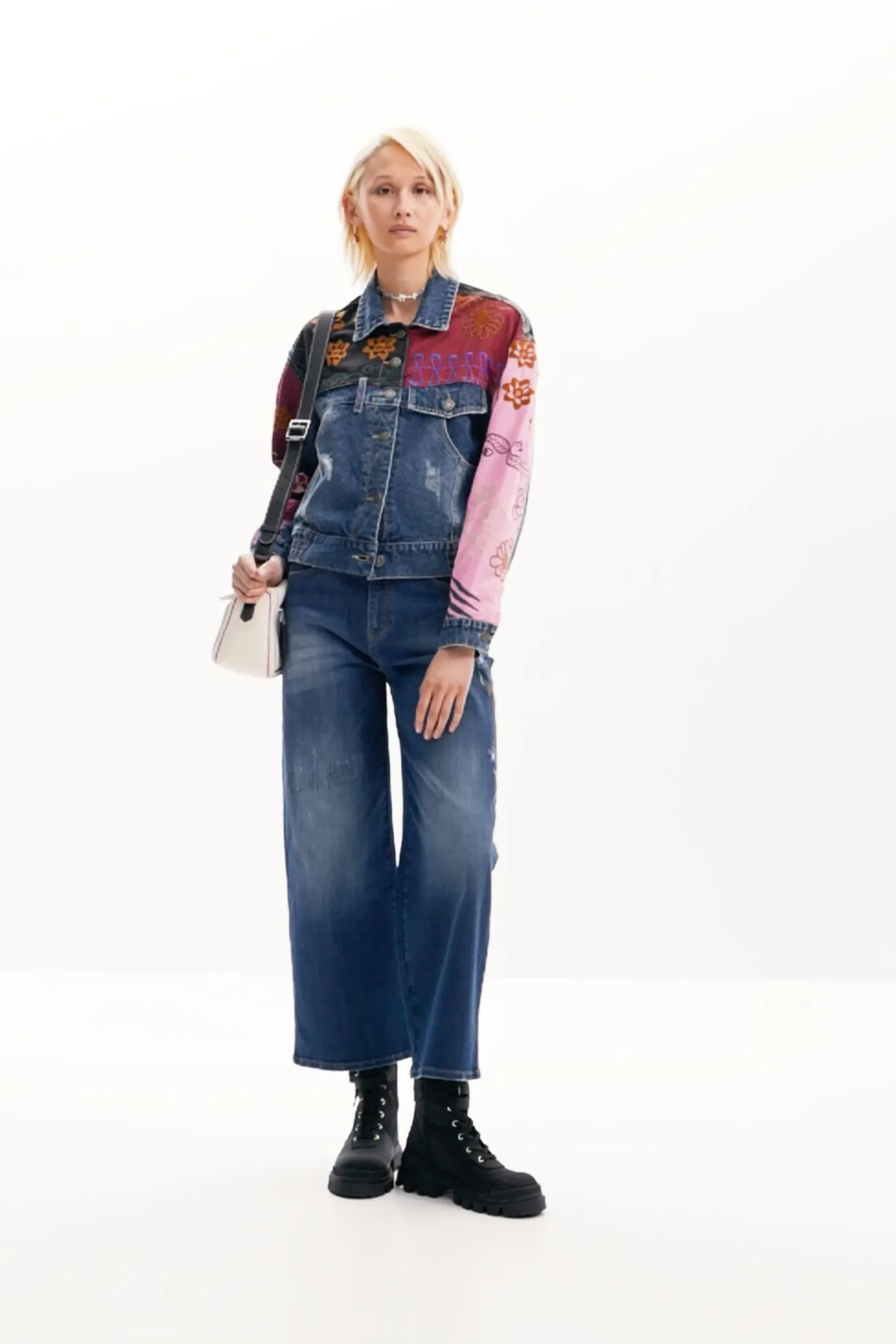 Chaqueta denim patchwork