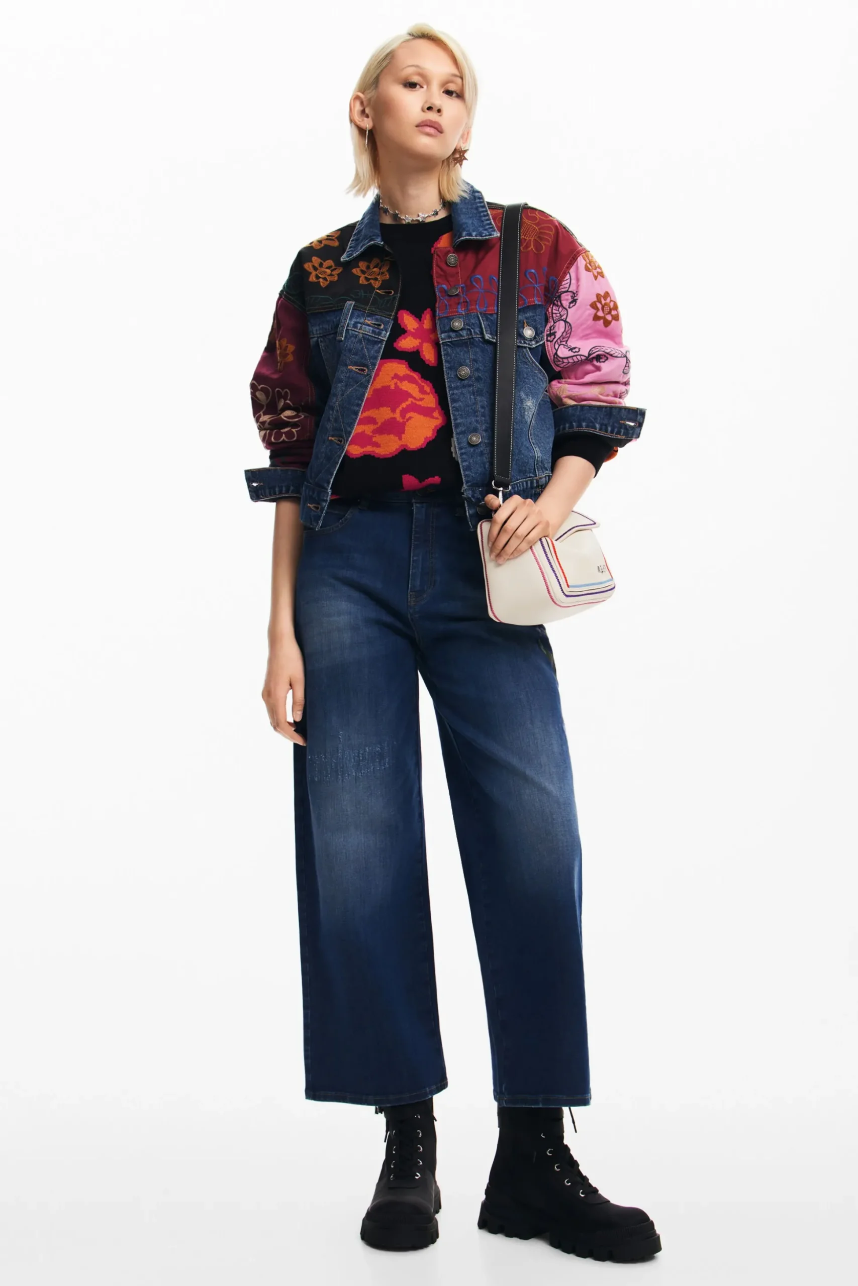 Chaqueta denim patchwork
