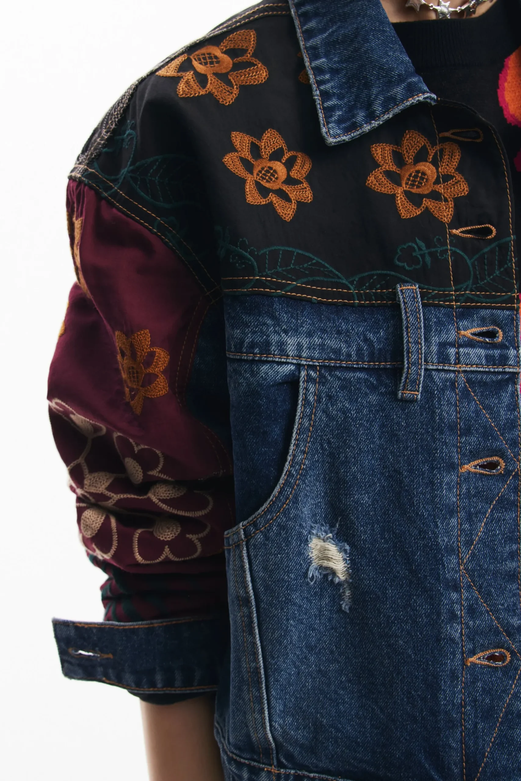 Chaqueta denim patchwork