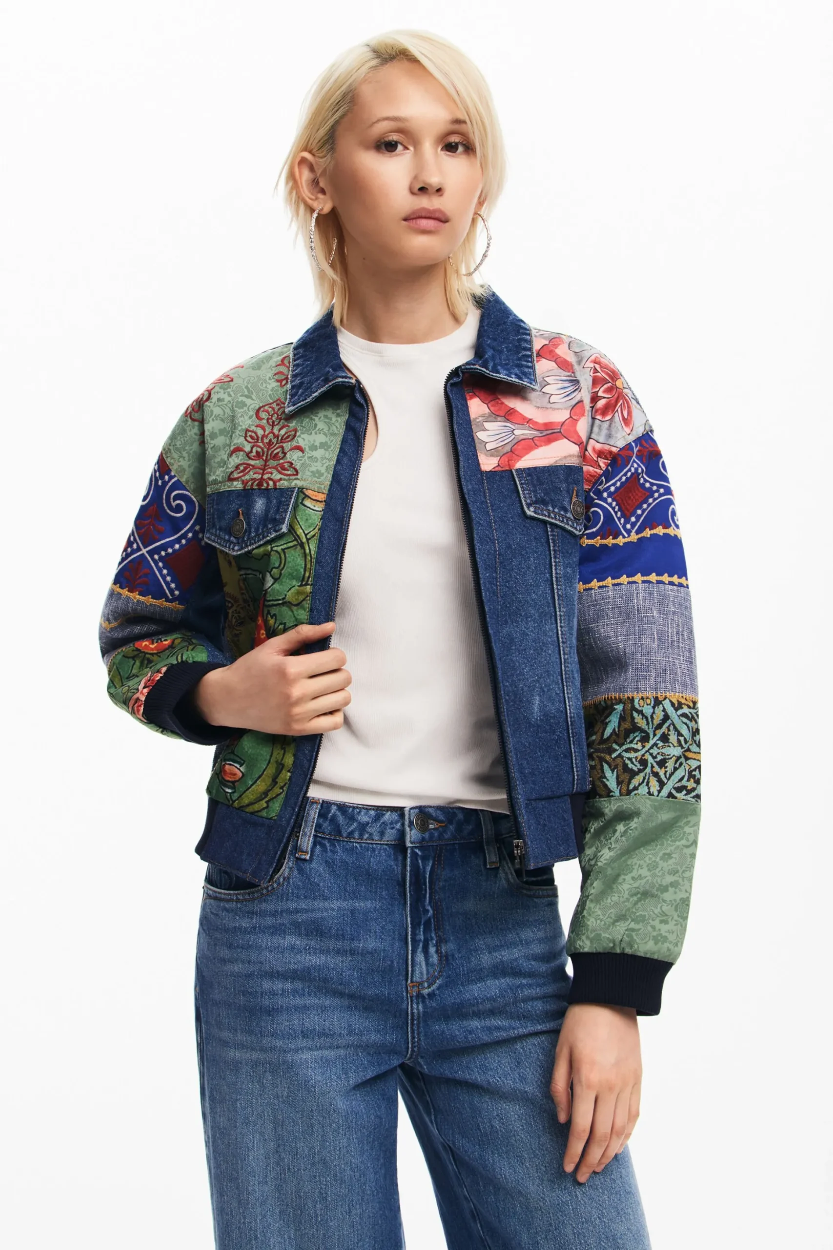 Chaqueta denim patchwork