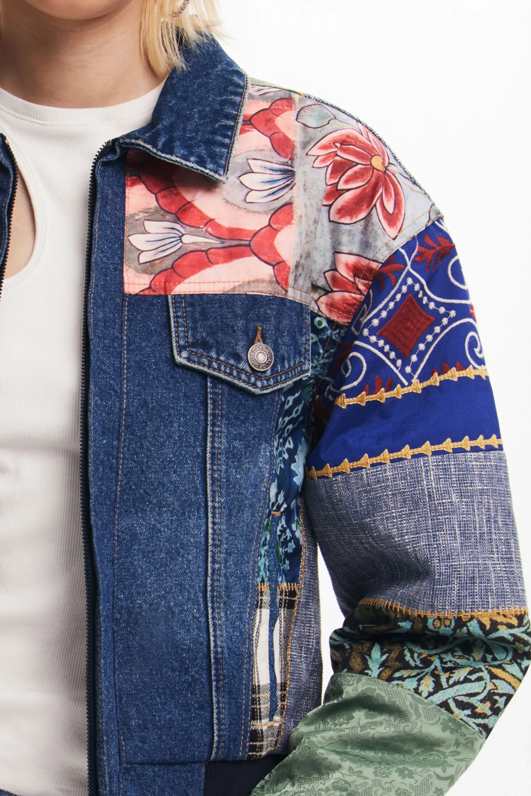 Chaqueta denim patchwork