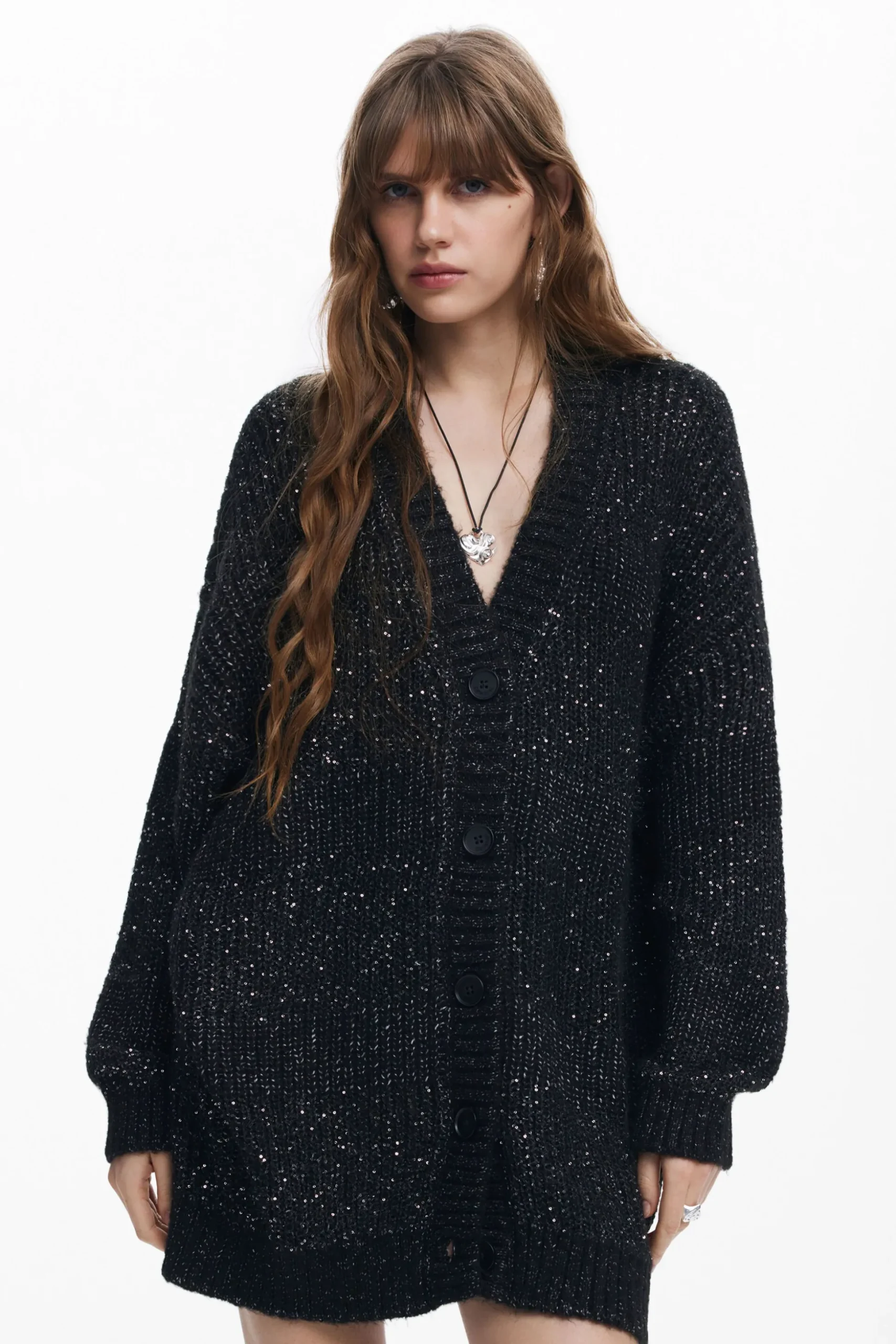Chaqueta punto cuello en V