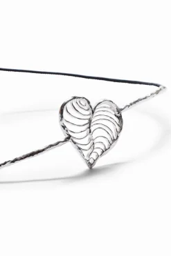 Cinturón corazón baño plata piel Zalio