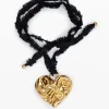 Colgante corazón cinta baño oro Zalio