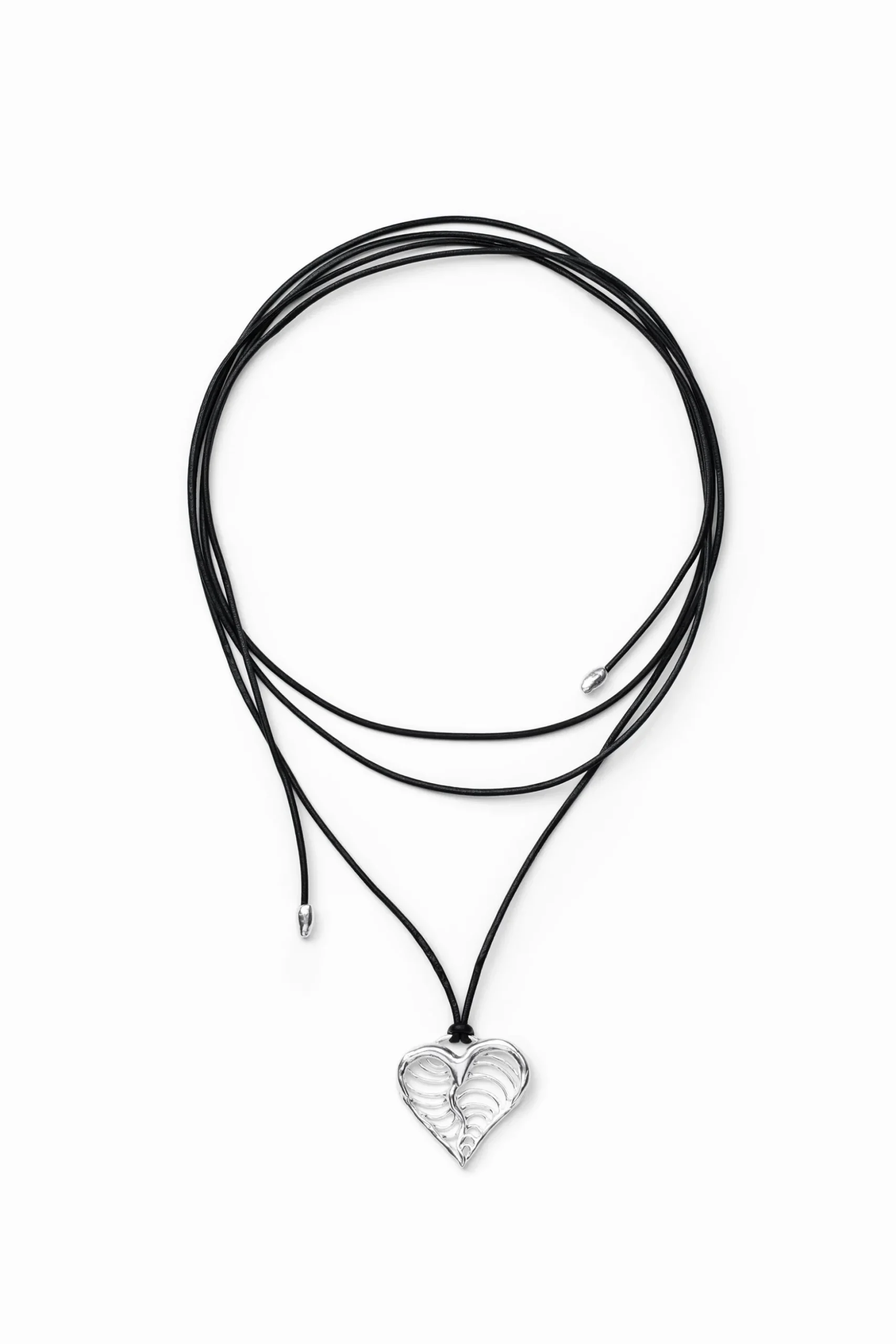 Colgante corazón cordón baño plata Zalio