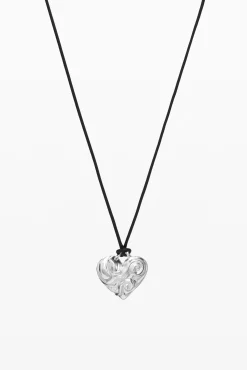 Colgante corazón cuerda baño plata Zalio