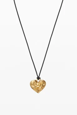 Colgante corazón cuerda baño oro Zalio