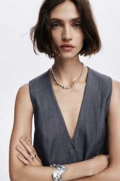 Colgante corazones baño plata Zalio