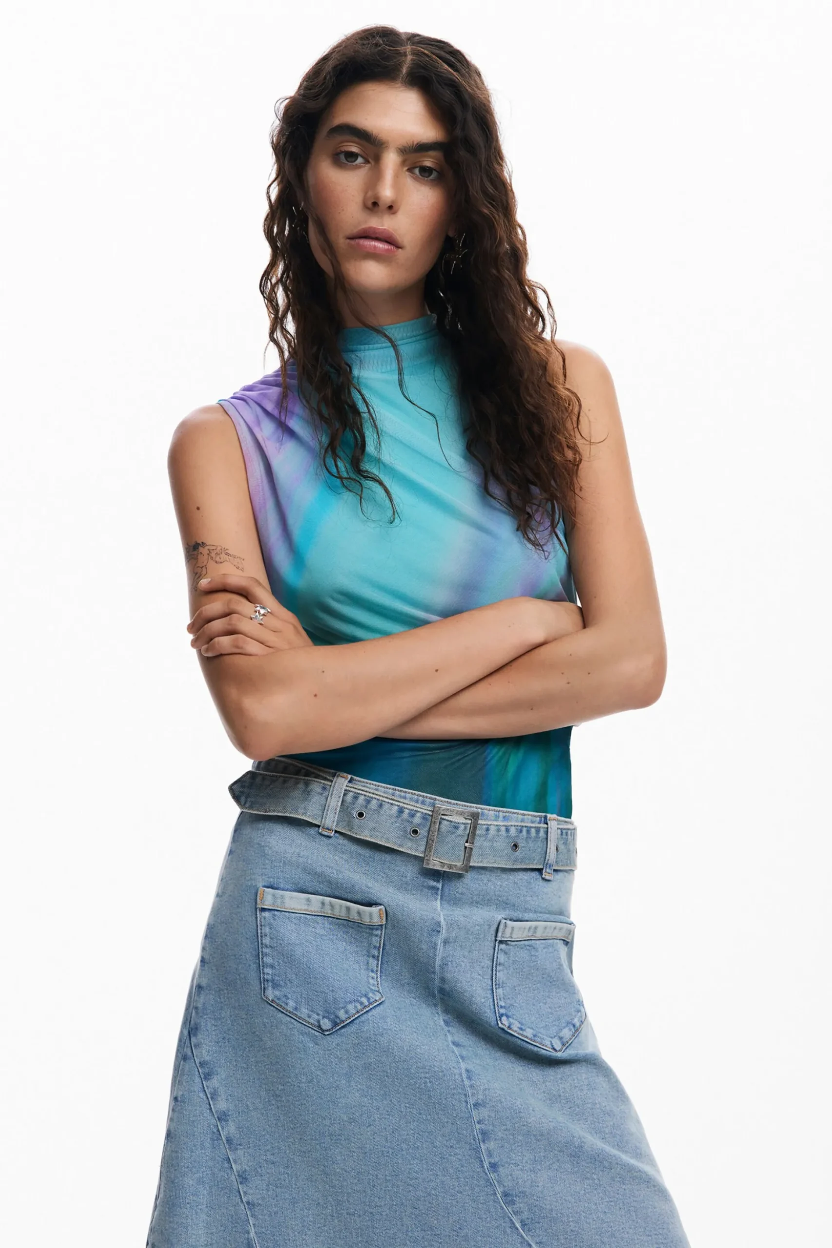 Falda denim asimétrica