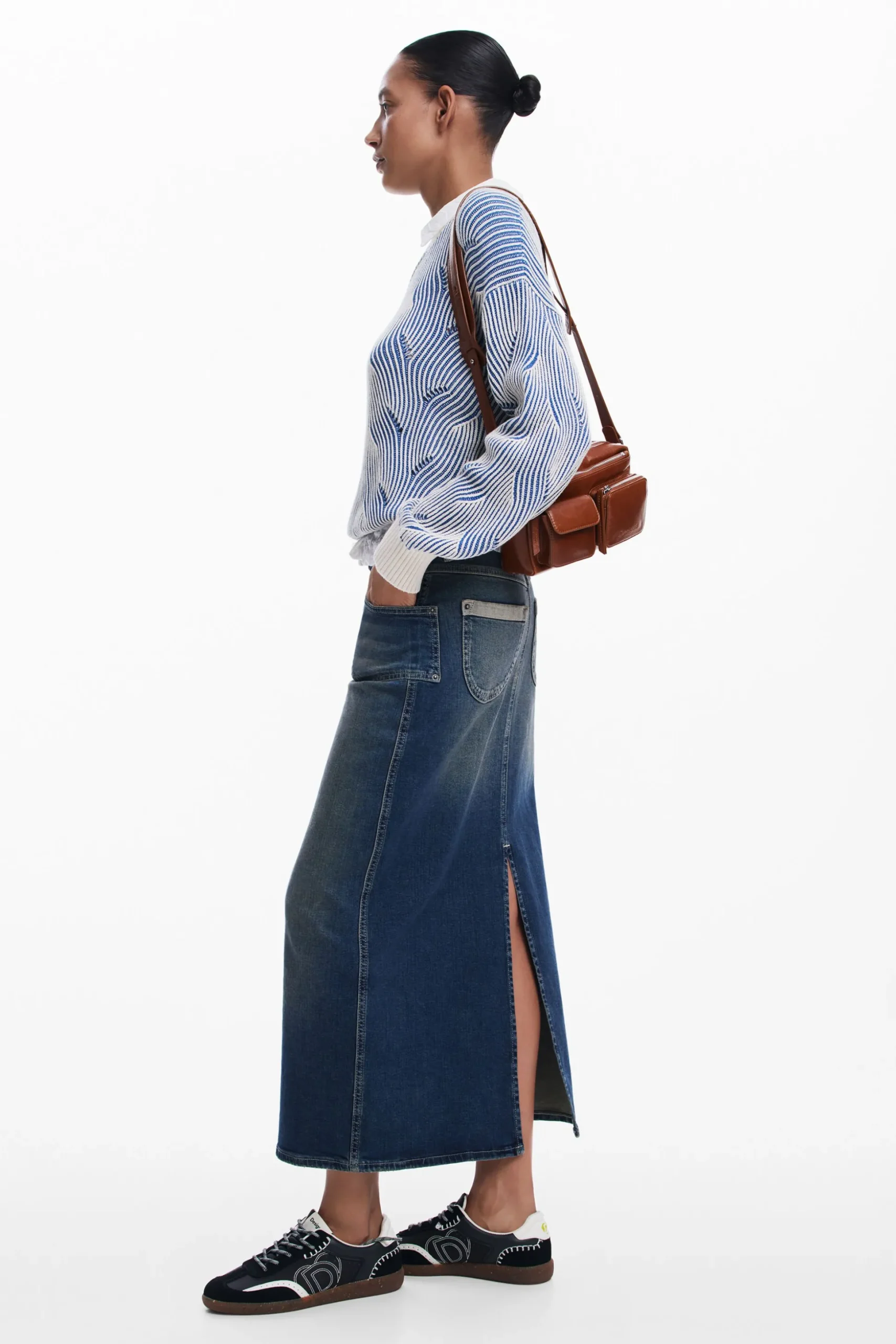 Falda midi denim