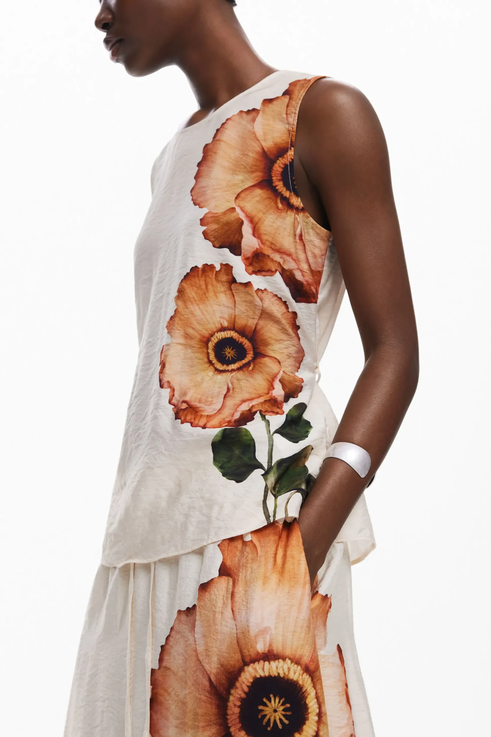 Falda midi flores