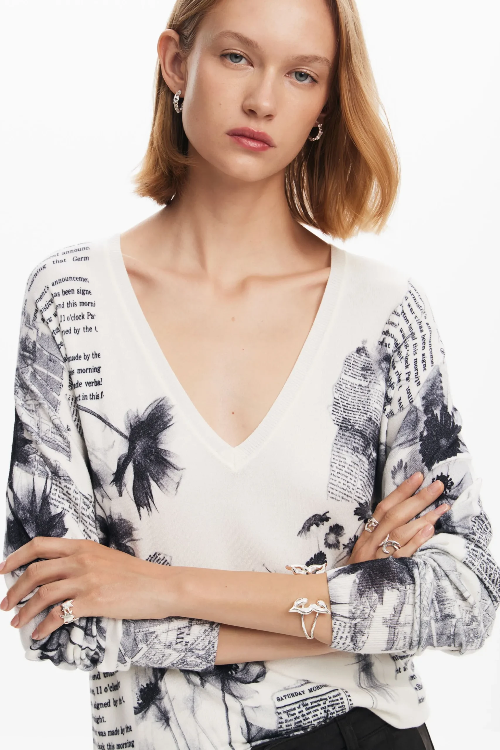 Jersey de punto estampado textos