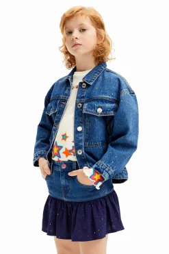 Minfalda vaquera volante puntos