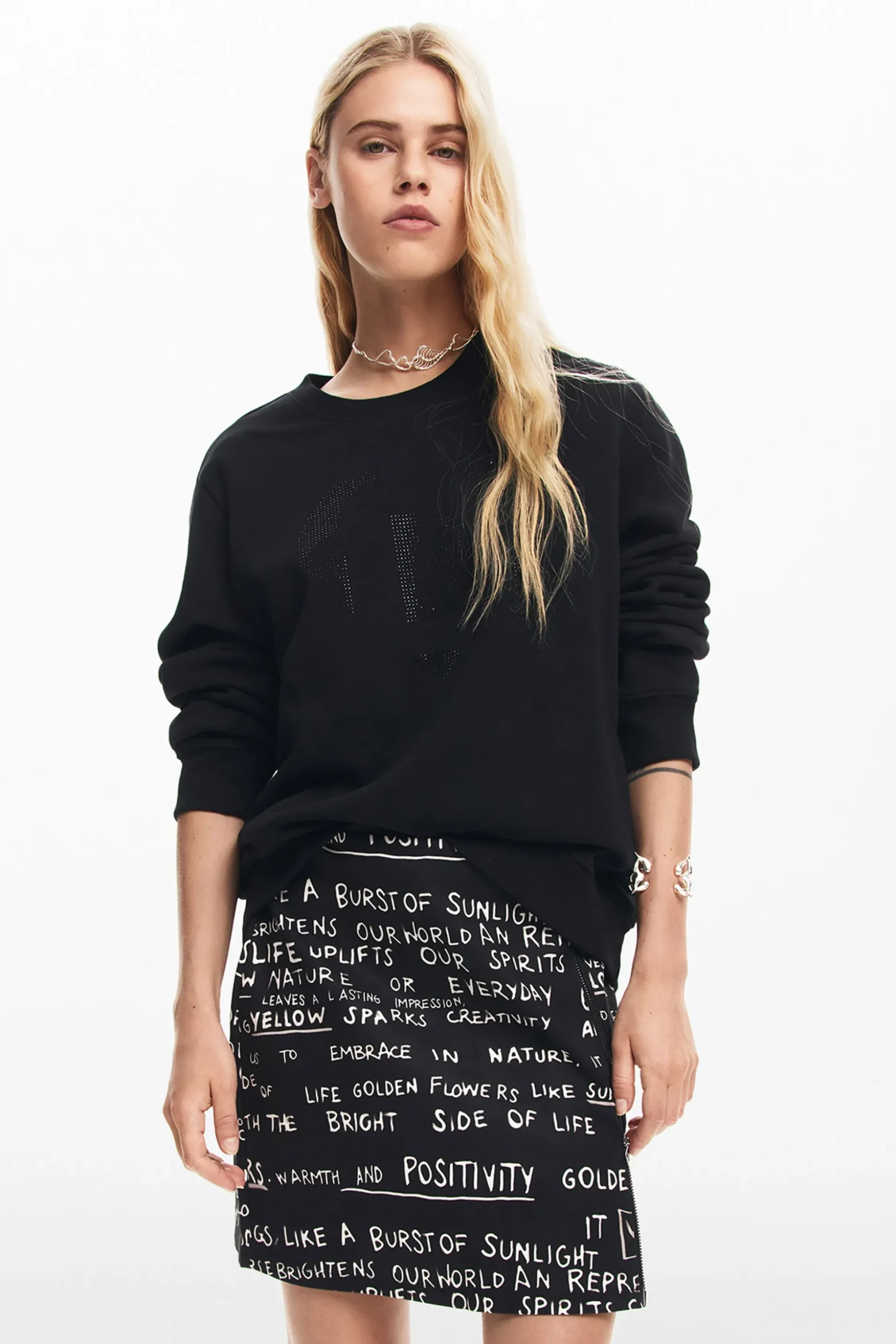Minifalda estampado frases