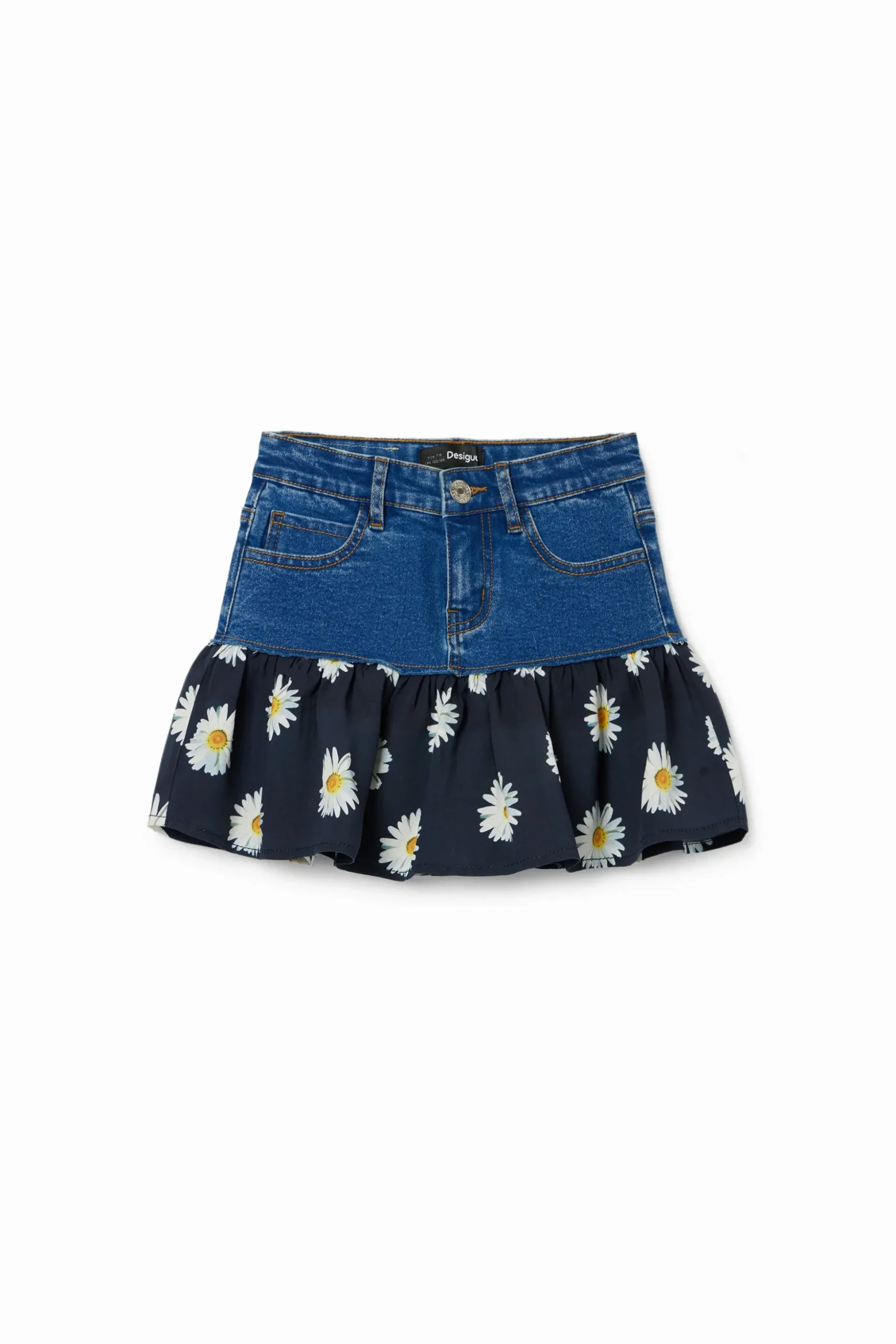 Minifalda vaquera volante margaritas