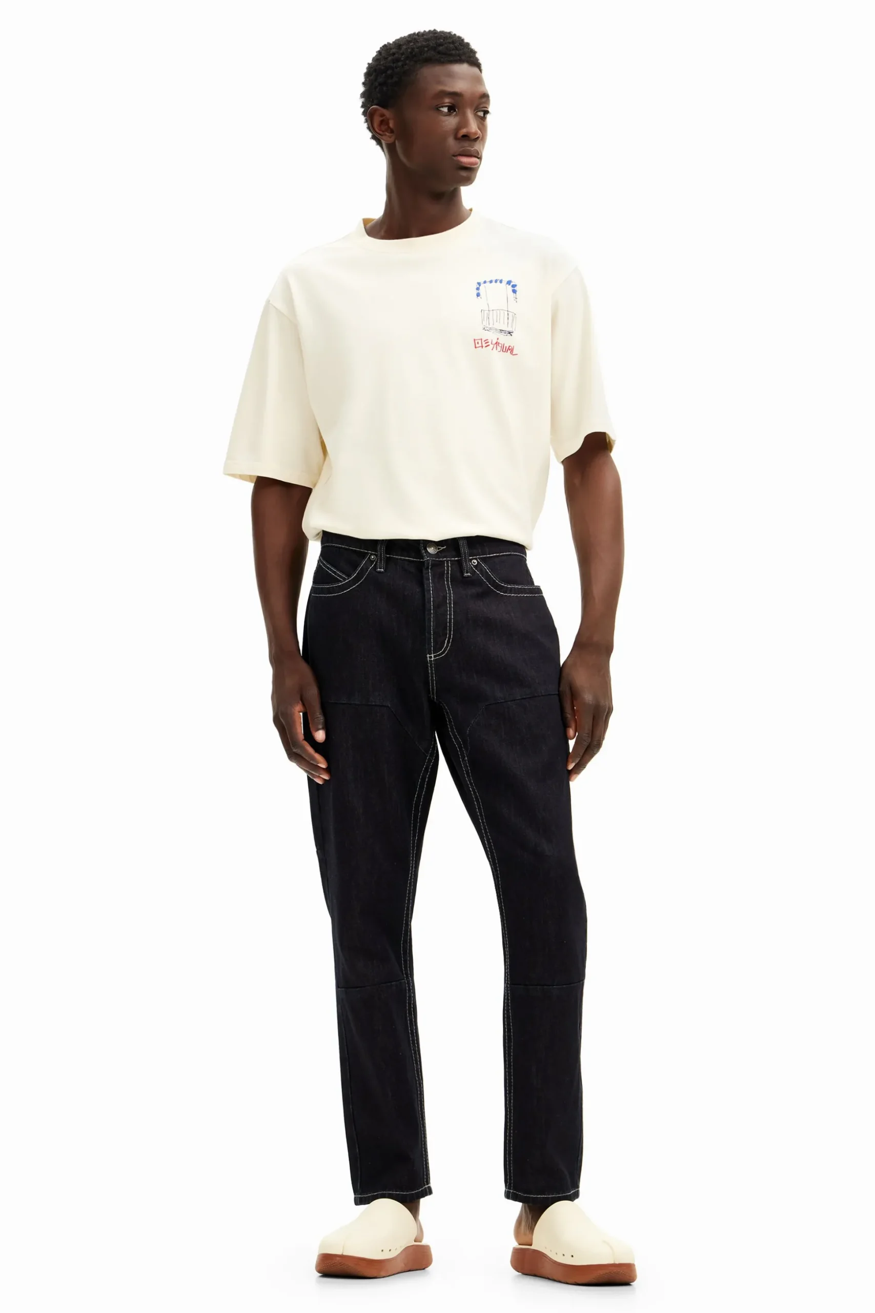Pantalón largo denim bolsillos