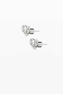 Pendientes botón corazón baño plata Zalio