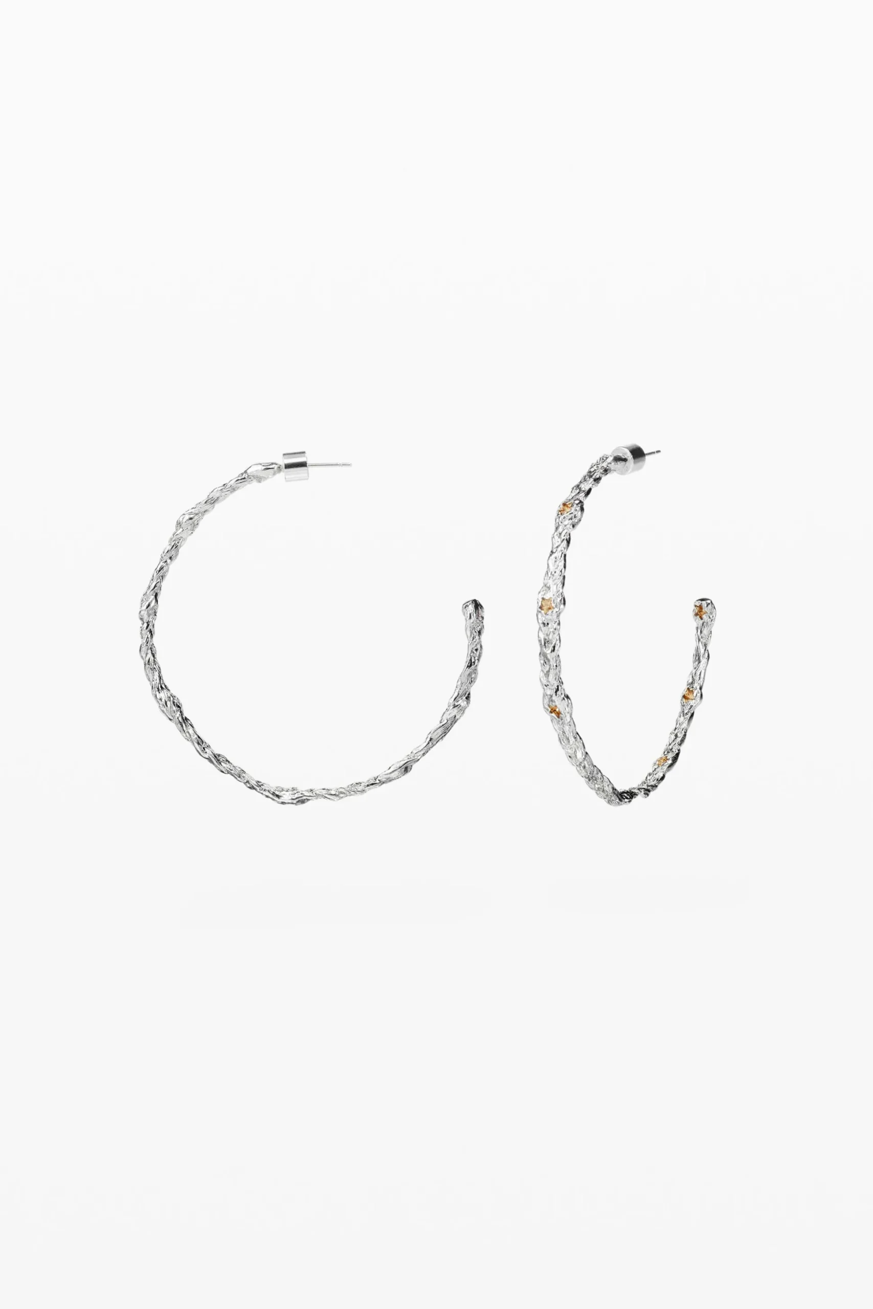 Pendientes de aro trenza baño plata Zalio