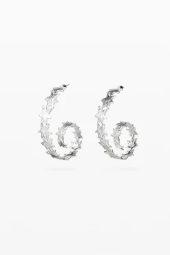 Pendientes espiral estrellas baño plata Zalio