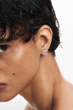 Pendientes estrella baño plata Zalio