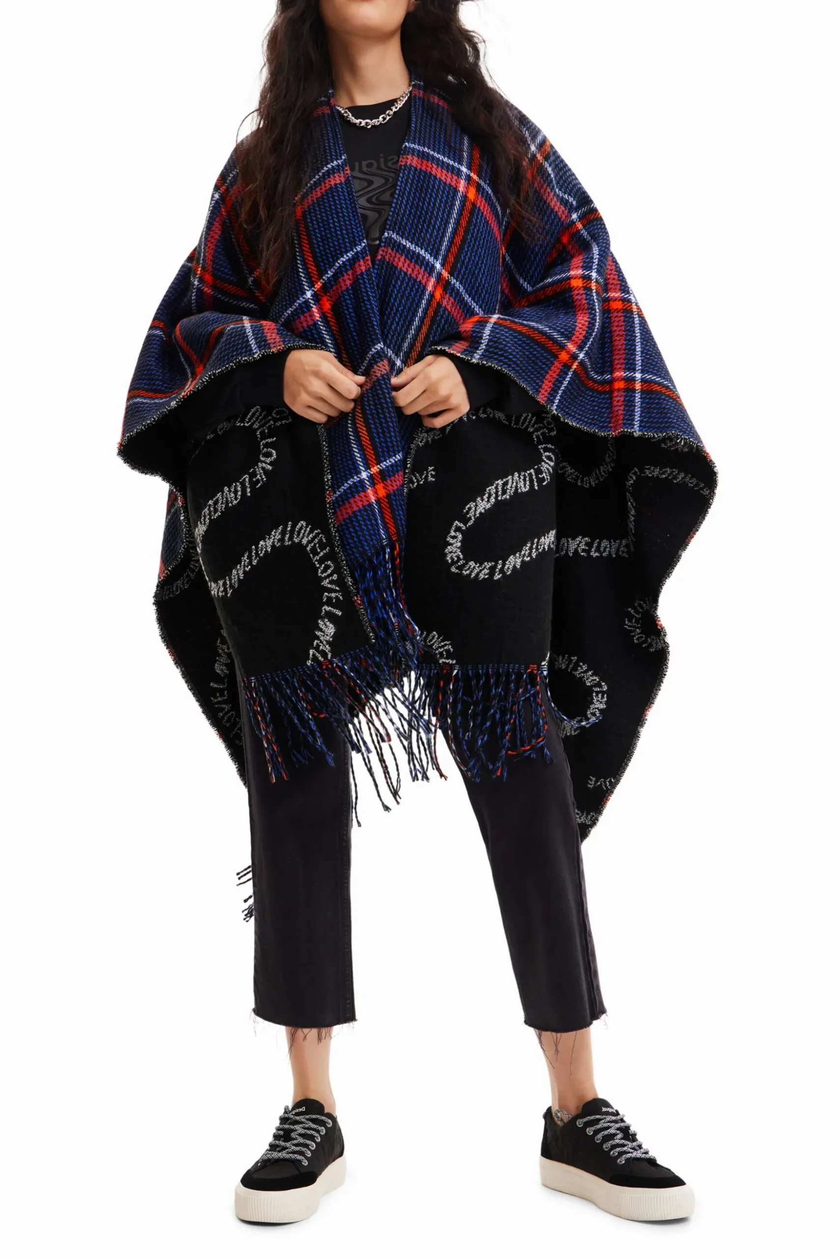 Poncho reversible cuadros