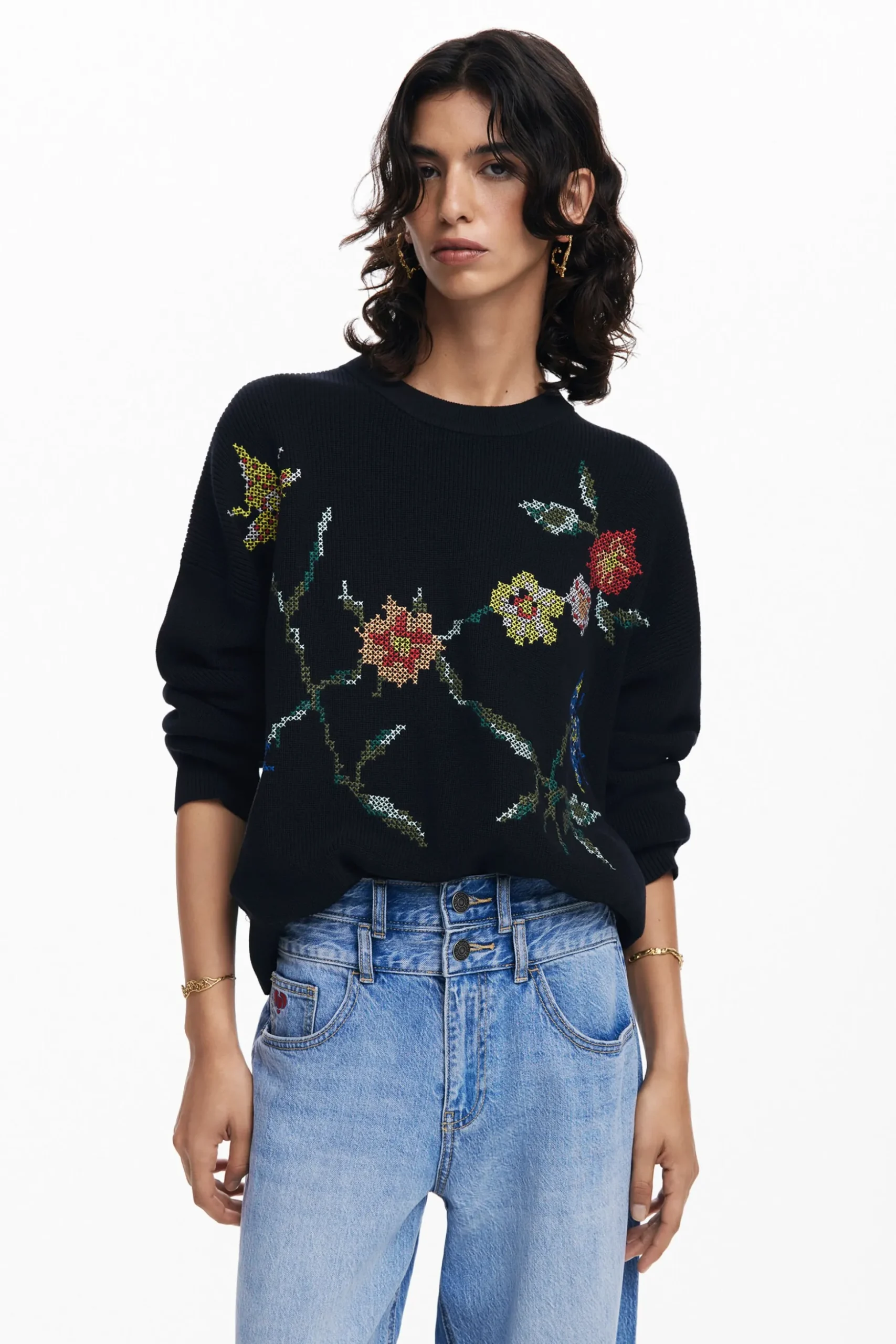 Sudadera bordado flores