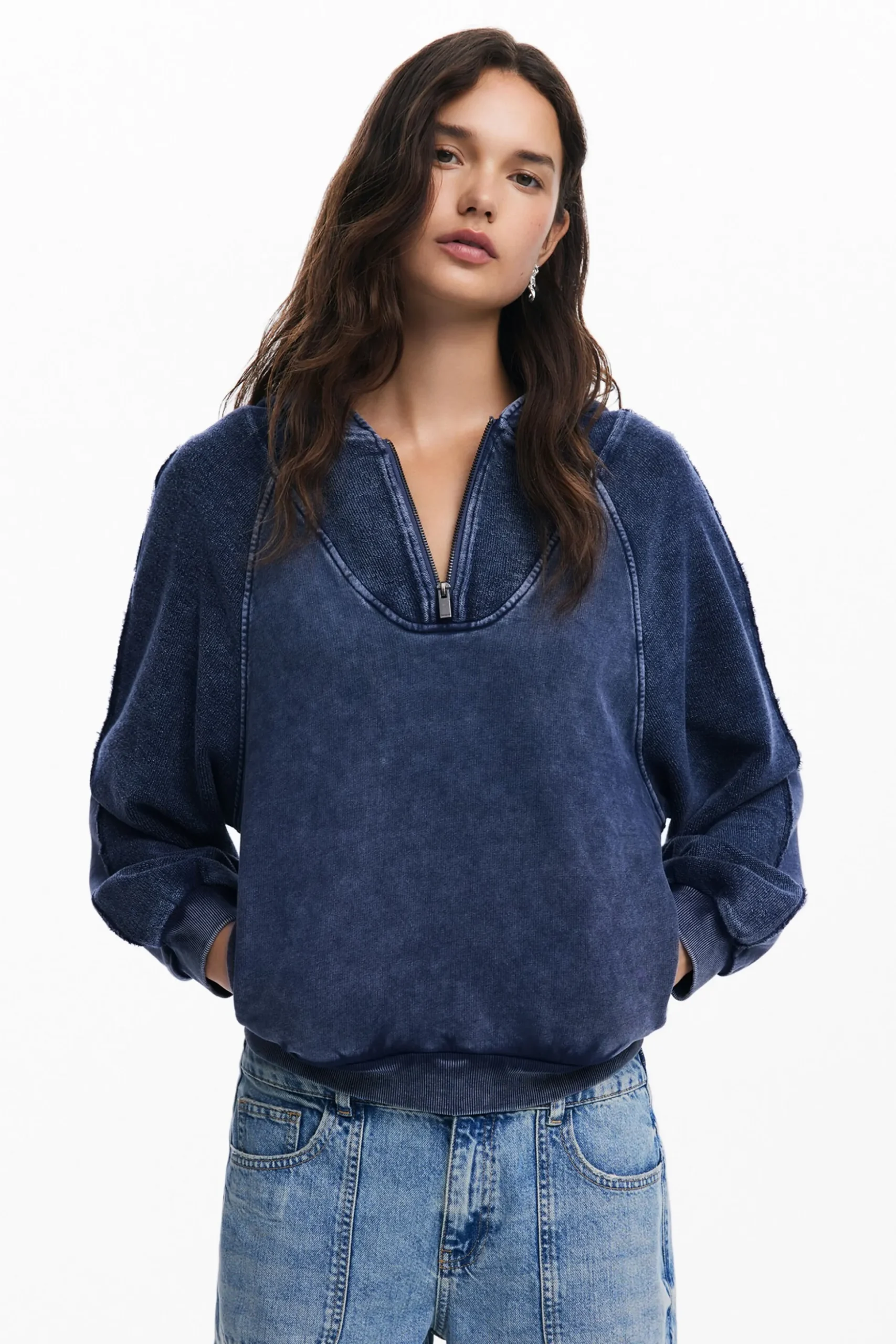 Sudadera capucha efecto lavado