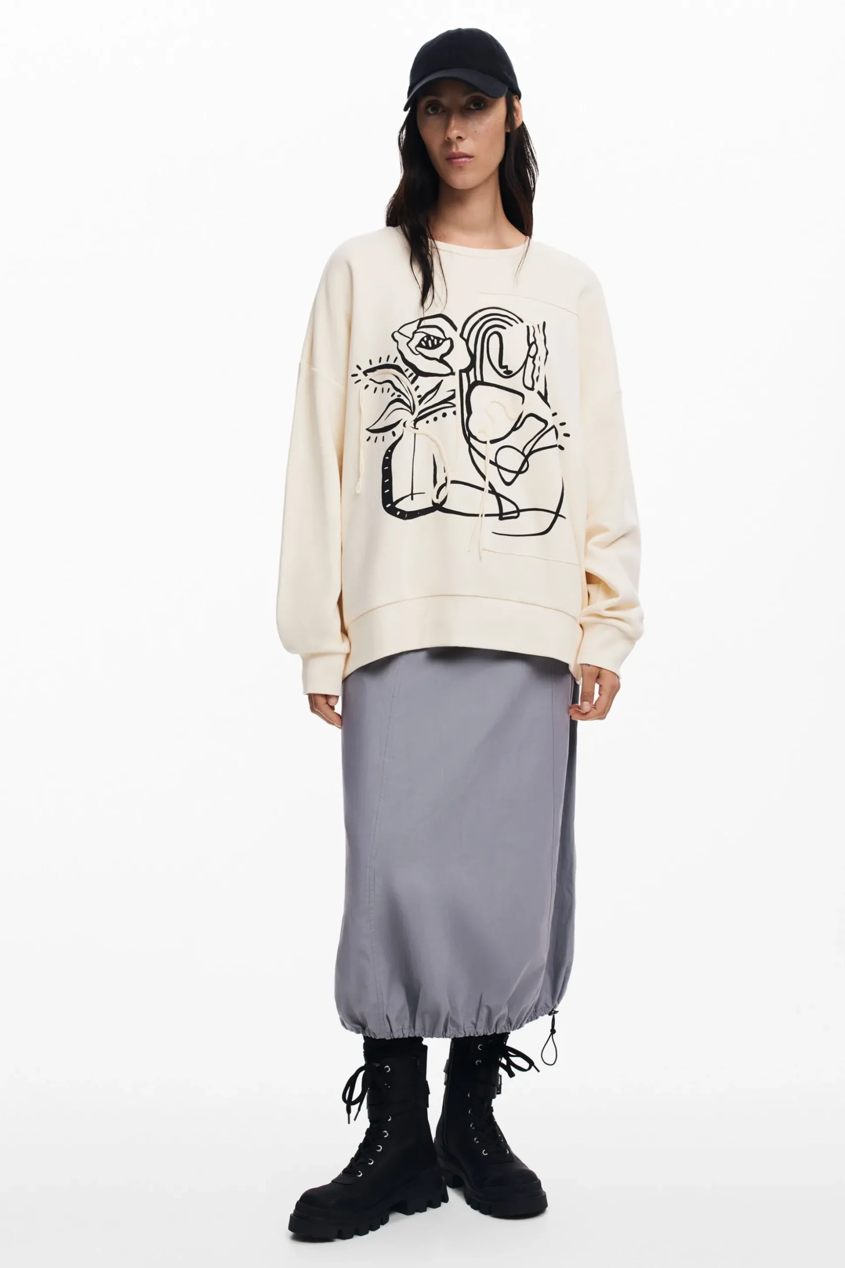 Sudadera oversize flor