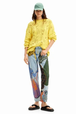 Vaqueros straight estampado India