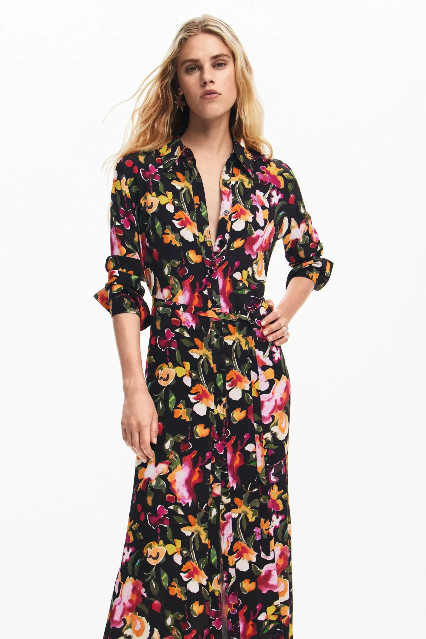 Vestido camisero flores