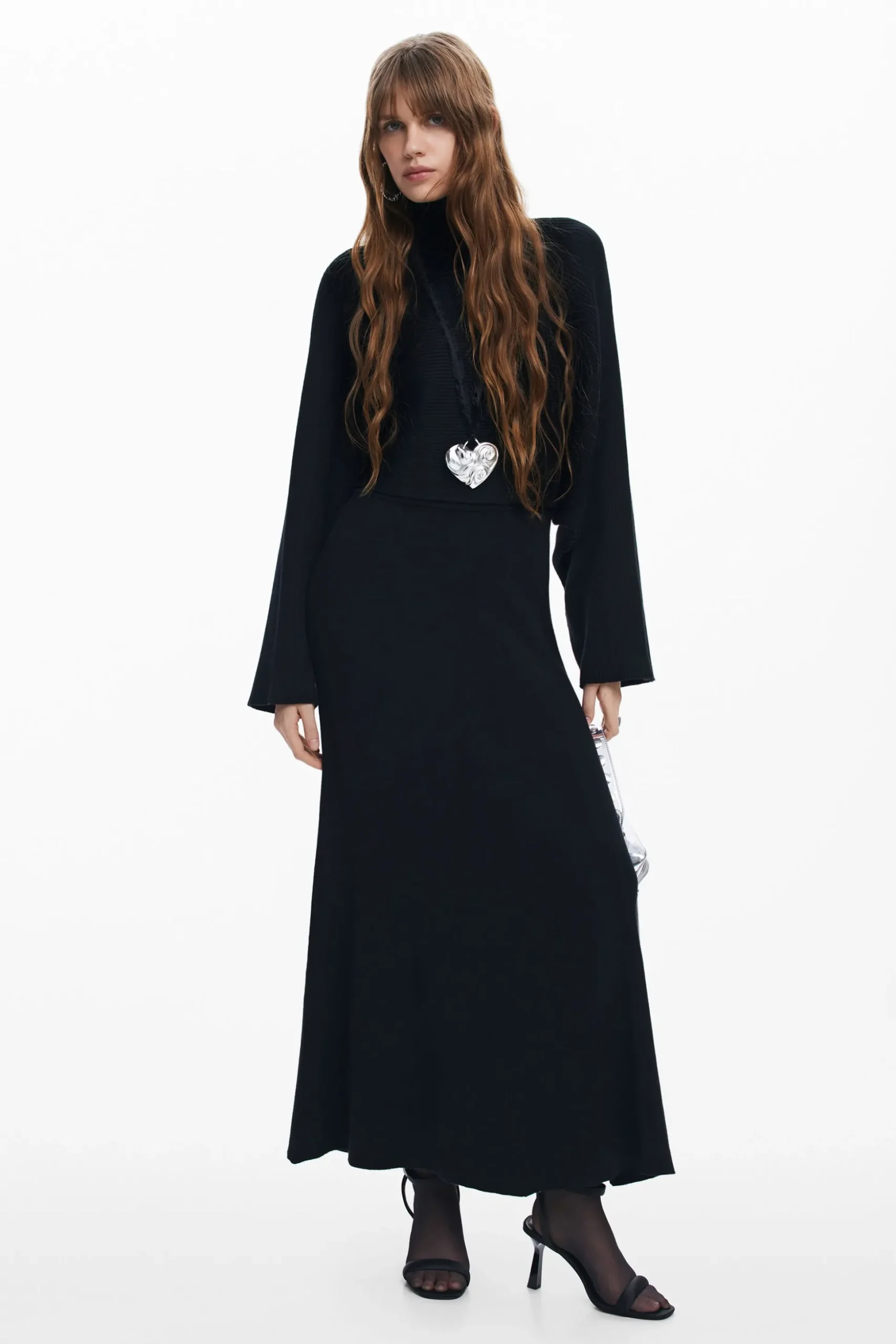 Vestido combinado liso