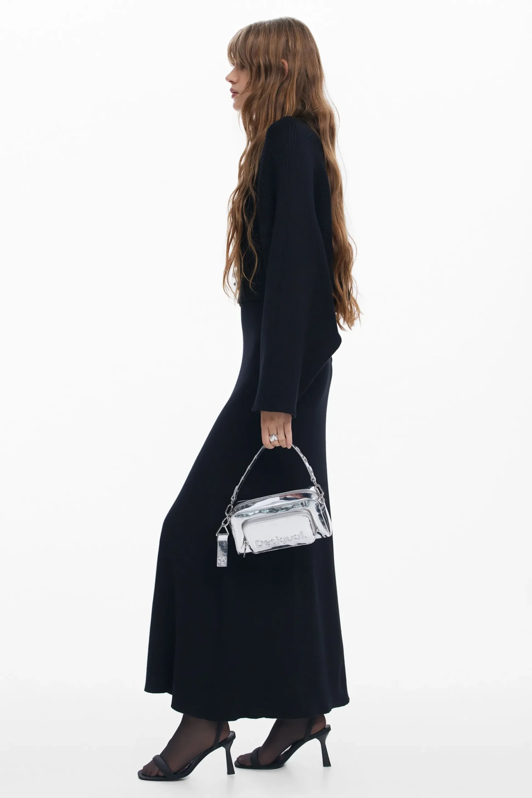 Vestido combinado liso