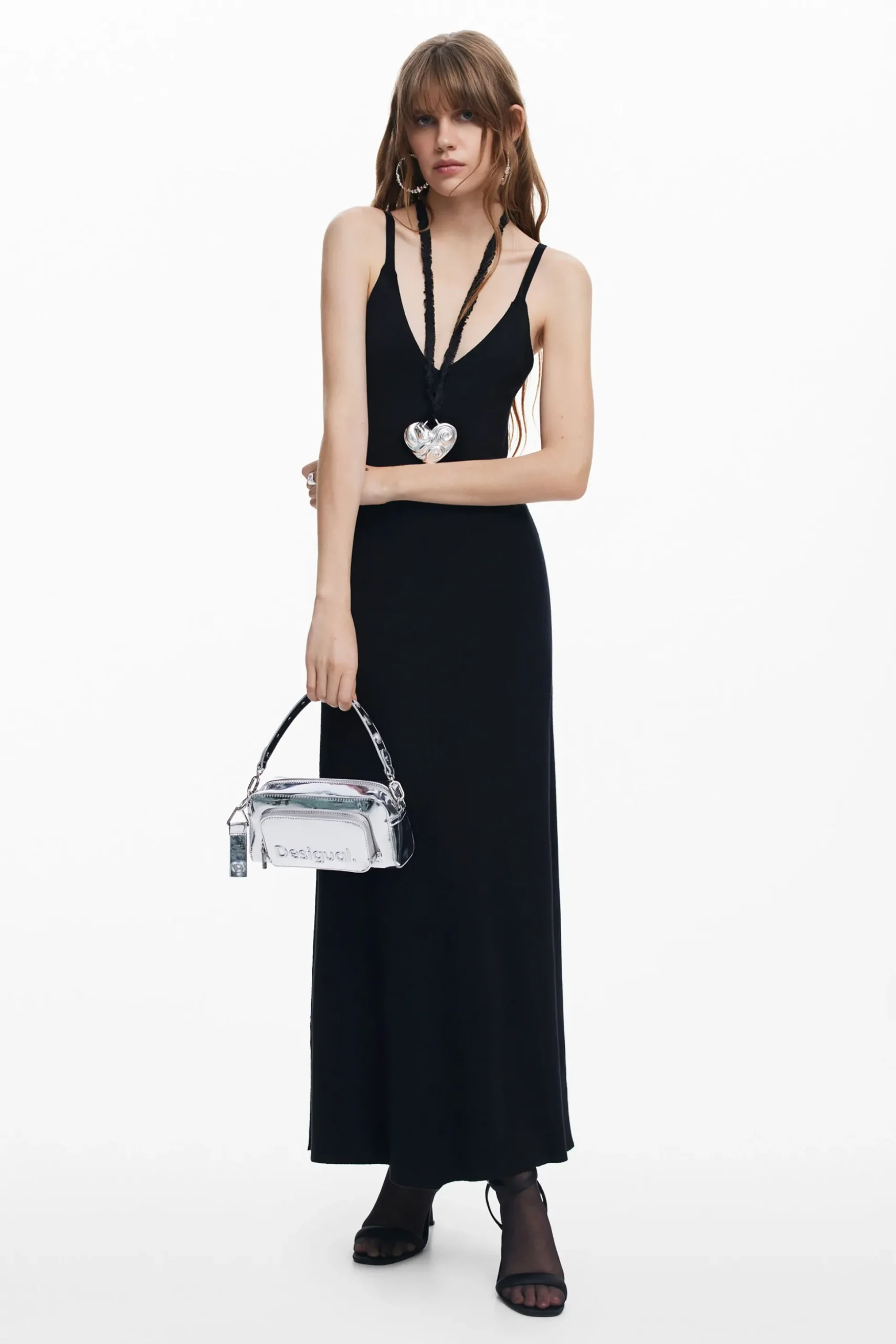 Vestido combinado liso